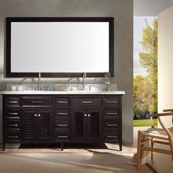 73 inch Cottage Double Sink Bathroom Vanity Set in Espresso Finish - Bathroom Vanities And Sink Consoles