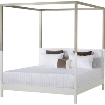 Duke Poster Bed Snow, Taupe Oak, Queen