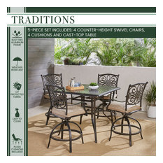 Traditions 5-Piece High-Dining Set, Tan With 42" Square Cast-top Table