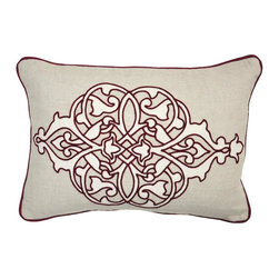Liana Natural/Burgundy Pillows - Decorative Pillows
