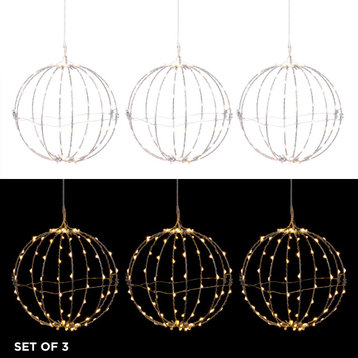 3 Piece Foldable Ornament with Warm White LED Lights