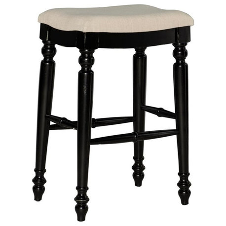 Linon Marino 30" Upholstered Backless Bar Stool in Antique Black Wood