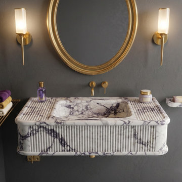 Bespoke Calacatta Viola Floating Marble Sinks | Luxury Bathroom Vanity