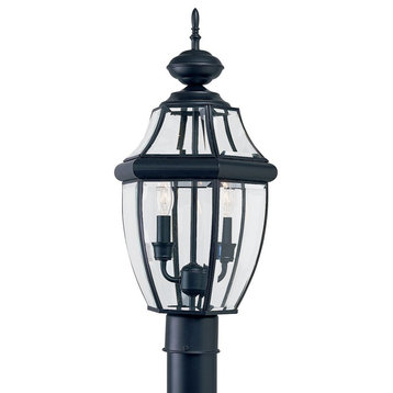 Two Light Outdoor Post Fixture-Black Finish-Incandescent Lamping Type - Outdoor