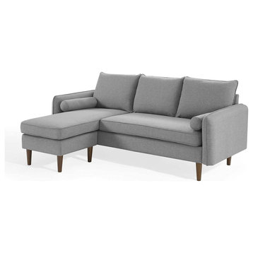 Modern Sectional Sofa, Tapered Legs With Polyester Upholstered Seat, Light Gray