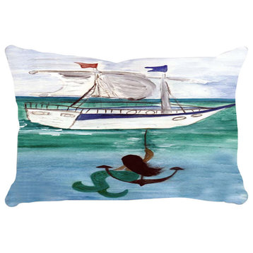 Mermaid Art Lumbar Throw Pillows From Art, Anchor Mermaid
