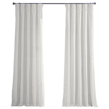 Off White Textured Vintage Faux Dupioni Silk Curtain Single Panel, 50"x120"