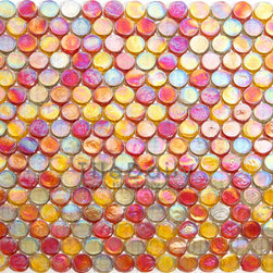 FALL IRIDESCENT PENNY ROUND GLASS MOSAIC - Wall And Floor Tile