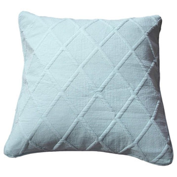 Seafoam Blue Diamond Pastel Cotton Bedspread Set, 26 X 26