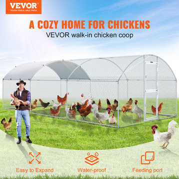 VEVOR Large Metal Chicken Coop Walk-In Chicken Run 19.7x9.8x6.6' Dome Roof