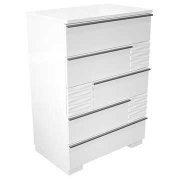 Athens, White Lacquer 5-Drawer Chest