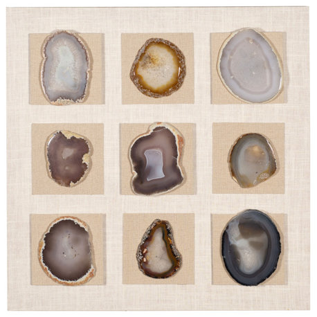 HUJI Assorted Gray Tone Agate Slice Wall Décor