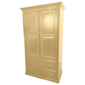 Double Wide Traditional Wardrobe, Cupola Yellow, With Clothes Rod