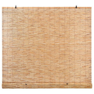 Light-Filtering Cord-free Reed Blinds Shades for Windows Manual Roll-Up Shades, Natural, 48 in L X 72 in H