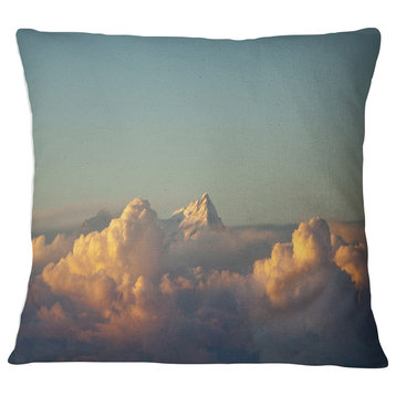 Orange Clouds Colorful Sunset in Sky Landscape Printed Throw Pillow, 18"x18"