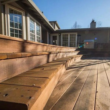 Curved Redwood Deck with Hot Tub