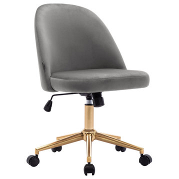 Chic Minimalist Desk Chair, Grey-Velvet