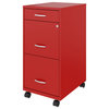 Space Solutions 18in Deep 3 Drawer Mobile Metal File Cabinet Lava Red
