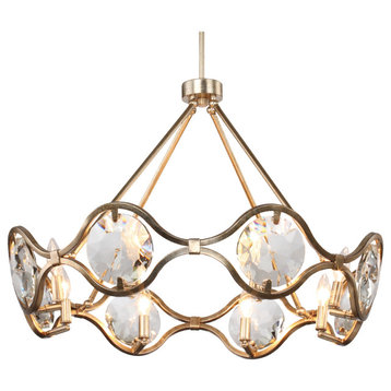 8 Light Distressed Twilight Eclectic/Crystal/Glam Chandelier
