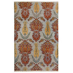 Bareens Designer Rugs - Modern Ziegler Adam Gray Blue Hand-Knotted Wool Rug - 4'0'' x 5'11'' - Enhance the ambiance of your home with this magnificent Persian-influenced Turkish hand-knotted rug made by skilled artisans capable of creating the most exceptional vegetable dyes and hand-spun wool. This exquisite handmade rug is a one-of-a-kind  Kafkaz, otherwise identified as Chobi, Chobi Peshawar, Oushak, or Ziegler rug. These handmade rugs are crafted in Pakistan utilizing superior-quality wool imported from Australia, New Zealand, and Korea in two types of weaves: the Persian weave and the Mori weave. This rug is meticulously crafted by hand using the finest natural vegetable dyes extracted from local plants. The artisans use a blend of hand-spun local and fine merino wool, resulting in a rug with a compelling texture, higher lanolin content, and longer staple. The artisans occasionally incorporate natural or artificial silk into the pile to enhance specific motifs. The finished product is an awe-inspiring execution of flawless design and an understated palette that exudes elegance.