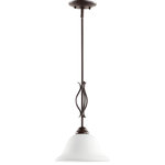 Quorum - Spencer Transitional Pendant, Oiled Bronze With, Opal - Number of Bulbs: 1