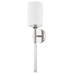 Hudson Valley Lighting - Brewster 1 Light Wall Sconce, Polished Nickel - The definition of well-made, modern style, Brewster combines clean lines, a slim profile and monochromatic metal finishes with thoughtful details that give the piece its tailored look. As the metal stem transitions from smooth to flat, a pair of faux nail heads give it a handcrafted, jewelry-inspired feel. Available in Aged Brass, Old Bronze, and Polished Nickel.