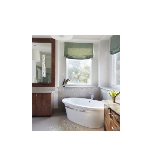 Storage Behind A Freestanding Tub That, Bathtub With Curved Sideboard