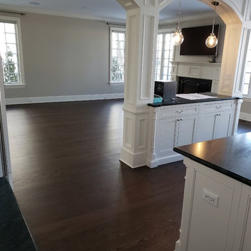 2 and 1/4 red oak select and better , Jacobean stain and 3 coats of Bona finish