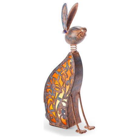 23.03" Solar Lighted Garden Meadow Rabbit