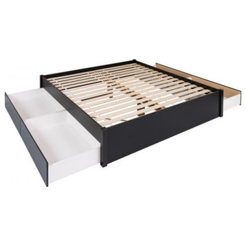 King Select 4-Post Platform Bed With 4 Drawers, Black