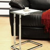 Monarch Specialties Metal Adjustable Height Accent Table/Tempered, Chrome