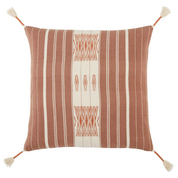 Jaipur Living Lipila Hand-Loomed Tribal Mauve/Cream Down Throw Pillow 18 inch