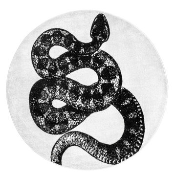 nuLOOM Thomas Paul Serpent Contemporary Novelty Area Rug, Black/White, 6' Round