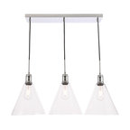 Chrome Finish And Clear Glass 3-Light Pendant