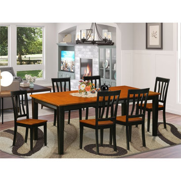 East West Furniture Quincy 7-piece Wood Dining Room Set in Black/Cherry