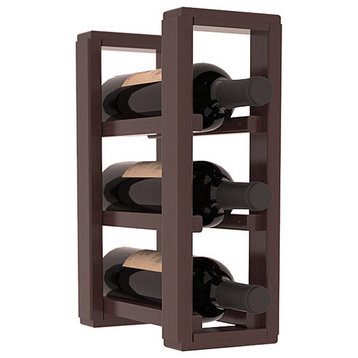3-Bottle Counter Top/Pantry Wine Rack, Redwood, Walnut + Satin