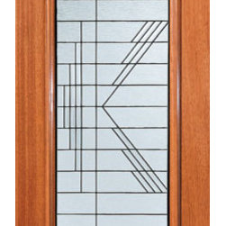 Contemporary Hand-cut Beveled Glass Front Single Door, Full Lite - Front Doors