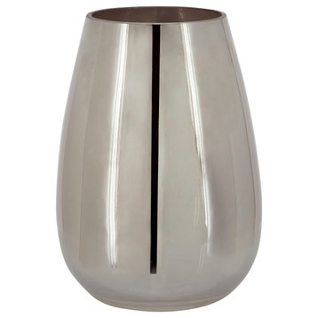 Glass 8" Metallic Vase, Silver