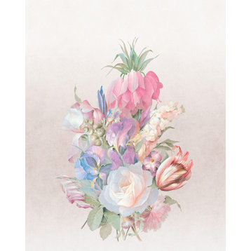 Bold Floral Bouquet Wallpaper 59.94 Sq.Ft., Pink - Blue, Roll