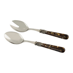 Arvind Group - Napoleon Salad Tossers, Set of 2, Tortoise - Serving Utensils
