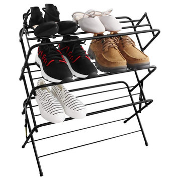 Zenree 4 Tier Shoe Rack/Shelf Organizer - Stackable Storage Closet Rack, Black
