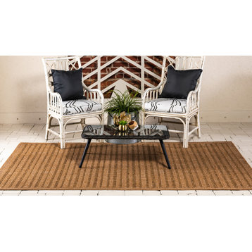 Unique Loom Light Brown Checkered Outdoor 7'x10' Area Rug