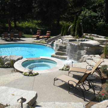 Free Form Gunite Pool w- Spillover Spa & Waterfall