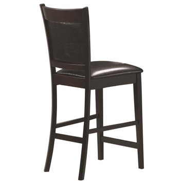 Bowery Hill 25" Faux Leather Counter Stool in Black and Espresso