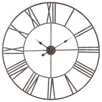 Solange Round Metal Wall Clock, Gray, 36"