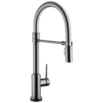 Delta Trinsic Spring Spout Kitchen Faucet With Touch2O, Black Stainless