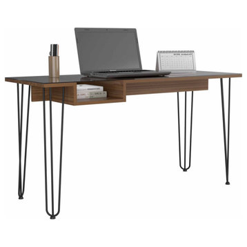 Kyoto 140 29-inch Tall Writing Desk with Hairpin Legs, Mahogany