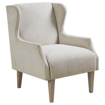 Martha Stewart Malcom Latus Wing Back Recessed Accent Chair, Light Taupe
