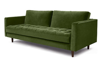 Scott 3 Seater Sofa, Grass Cotton Velvet