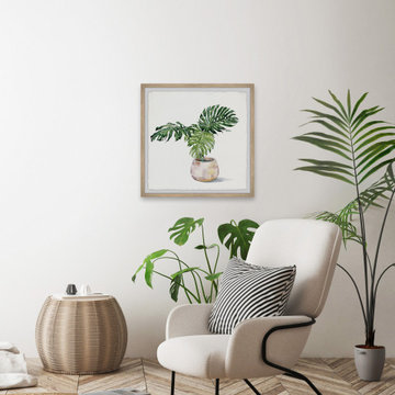 "Potted Monstera Deliciosa" Framed Painting Print